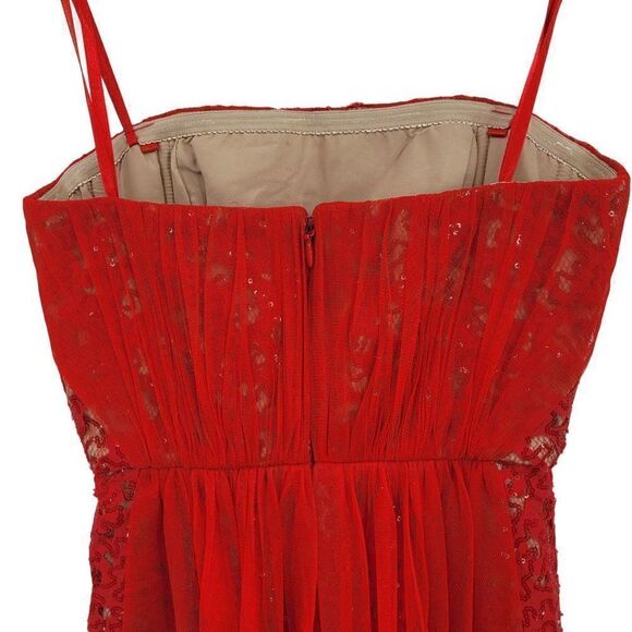 BCBGMaxAzria Dress Vienna Formal Convertible Fit Flare Mini Sequin Netted Red 0 - Picture 9 of 17